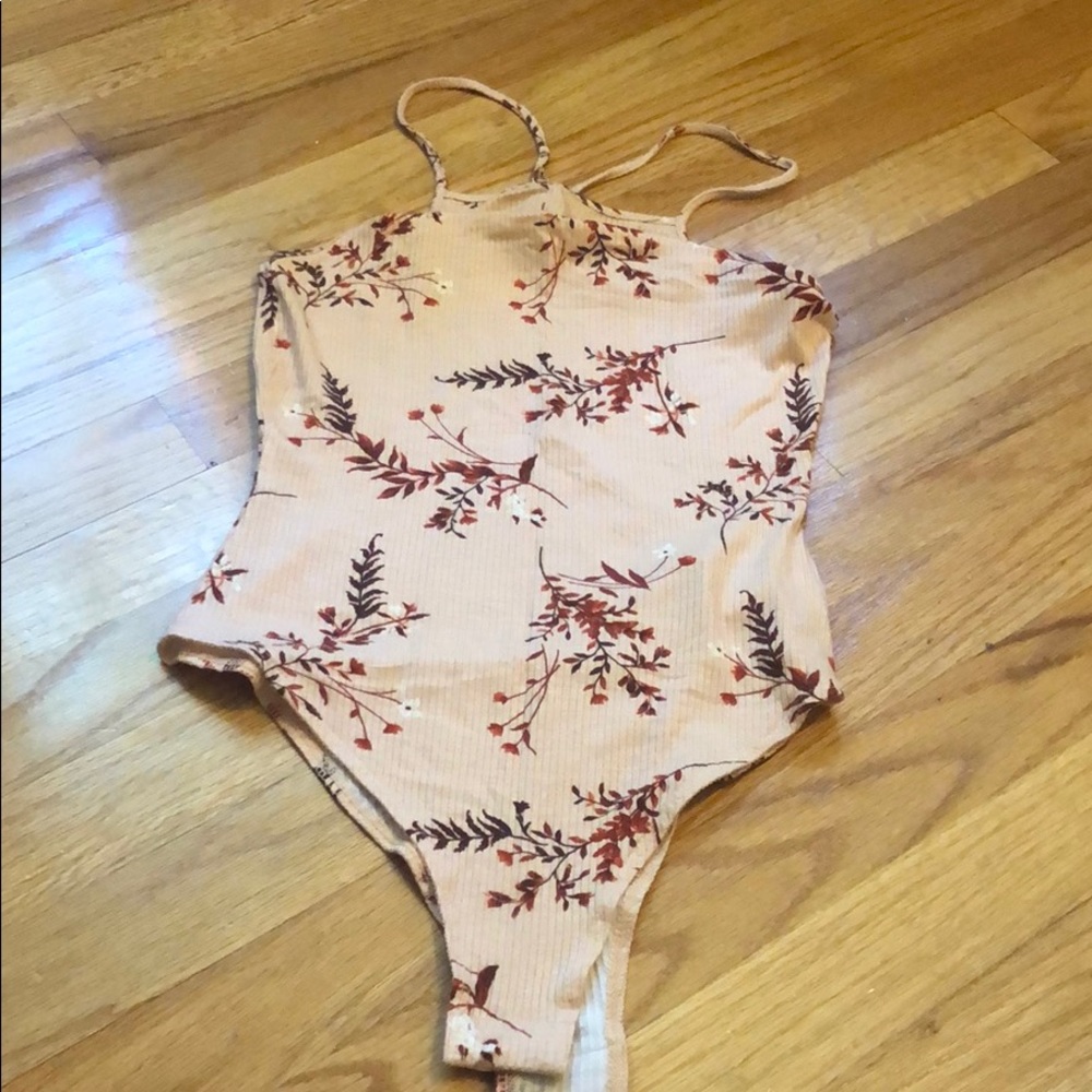 floral pink body suit
